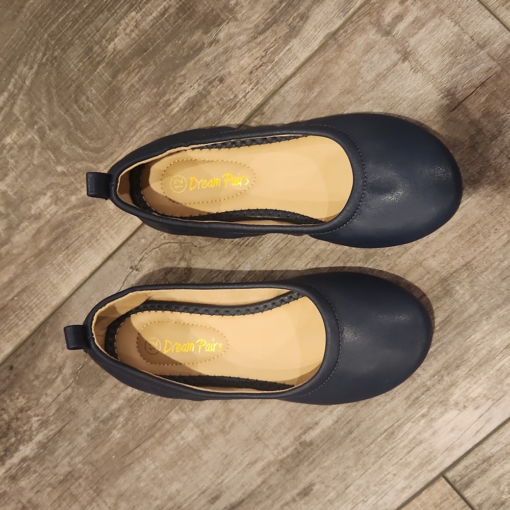 Little Girl Navy Leather Ballet Flats